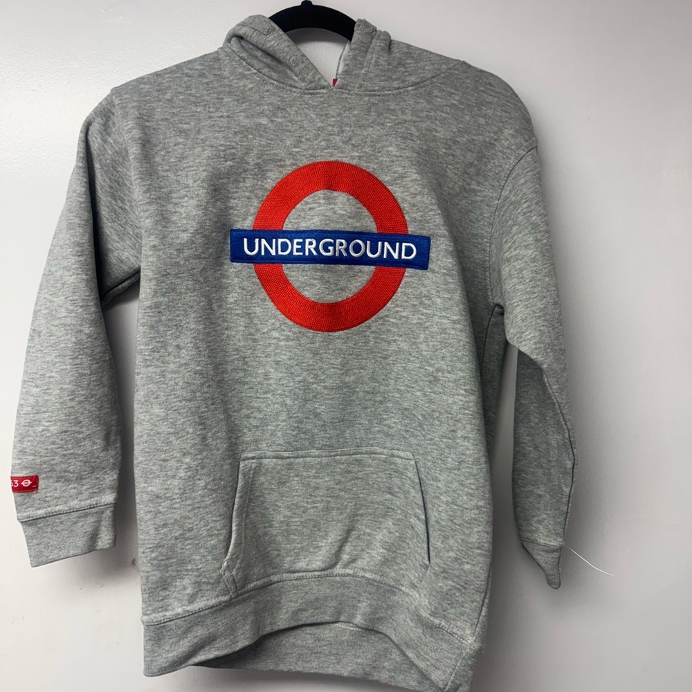 London Underground Kids Hoodie 11-13 Grey TfL Tube Hoodie Official Sweatshirt N